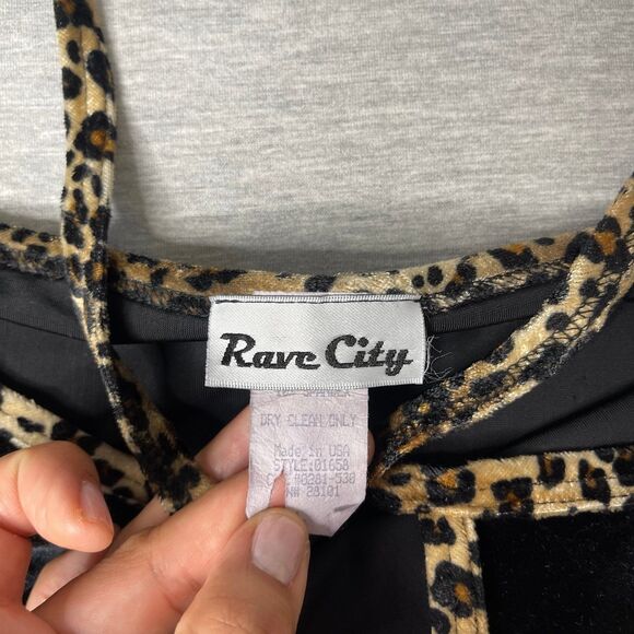 Rave City Vintage 90’s Velour Leopard Trim Cami Tank Top - Picture 7 of 7